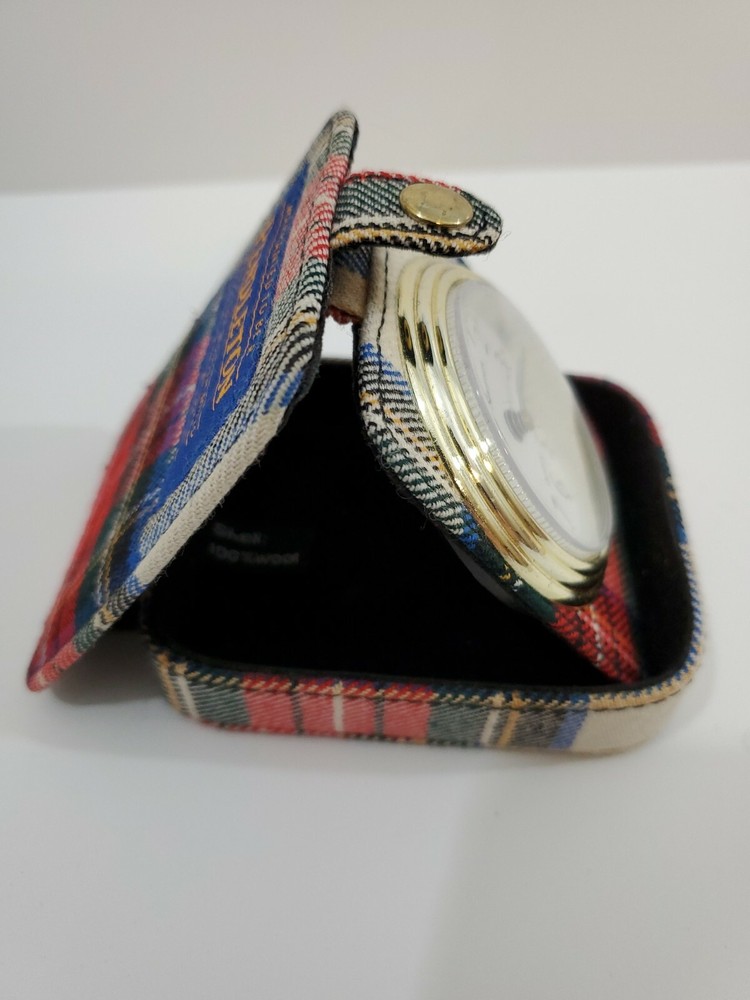 Pendleton Red Plaid Travel Clock 100% Wool Shell