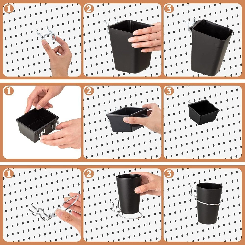 Multi-Functional 12-Piece Pegboard Storage Set: Baskets, Hooks for Every Task