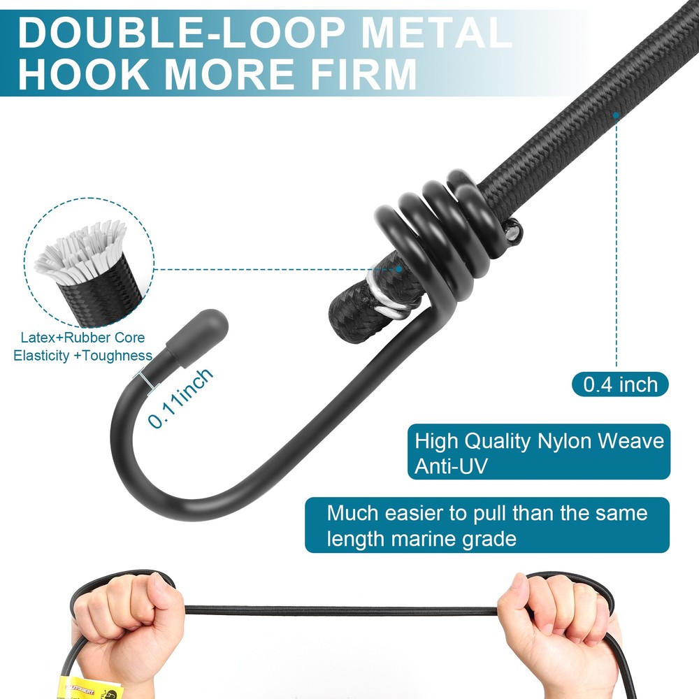 4PCS Car Cover Gust Straps Wind Protector Bungee Cords Hook Clips Tie Down Kit