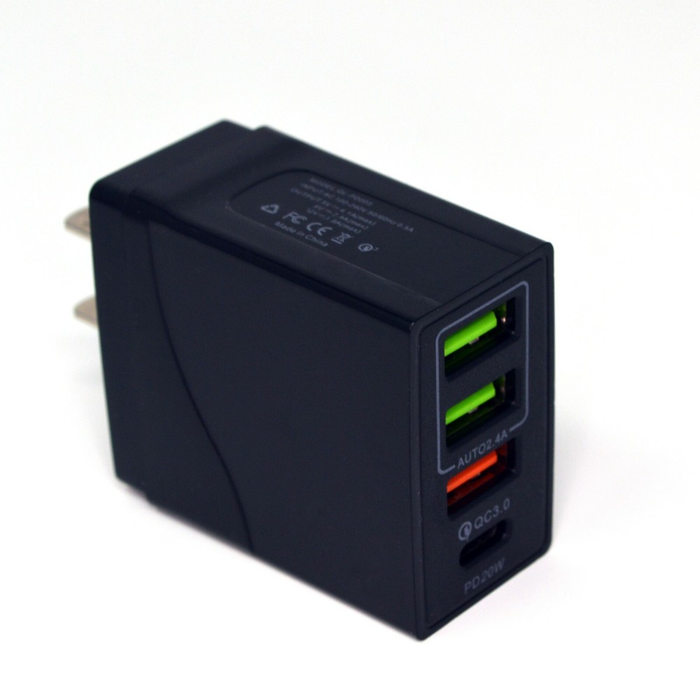 USB Wall Charger Plug AC Power Adapter for Samsung Android and iPhone (BLACK)