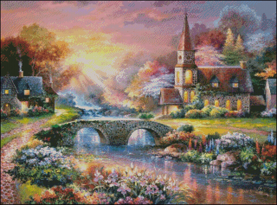 Chart Needlework Crafts DIY - Counted Cross Stitch Pattern - Peaceful Reflection