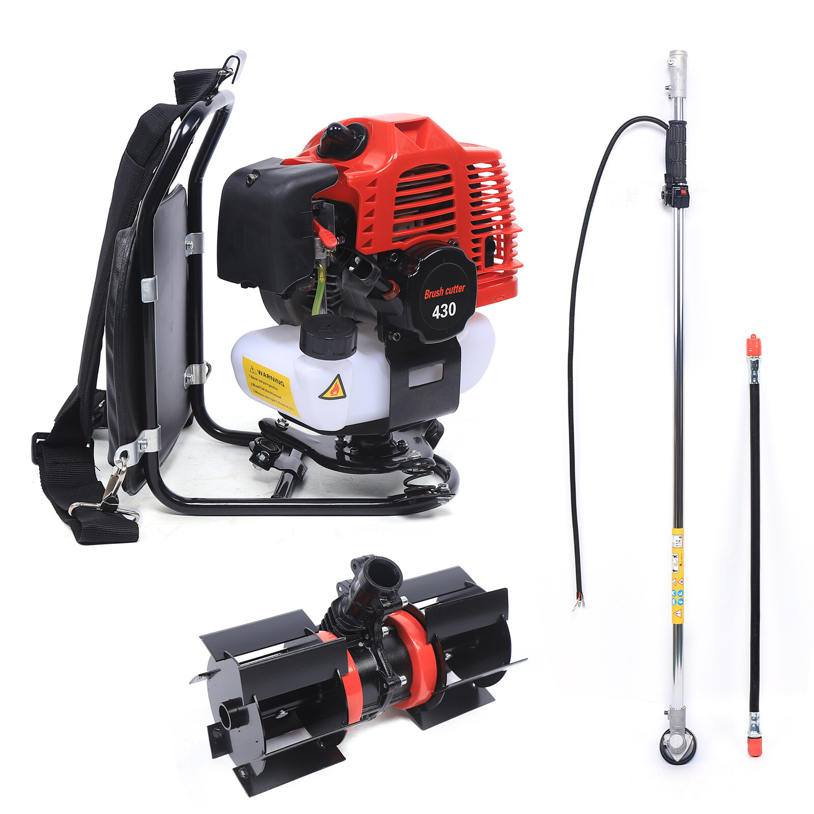 43CC 2 Stroke Backpack Gas Garden Brush Cutter Grass Trimmer Lawn Mower 3 in 1