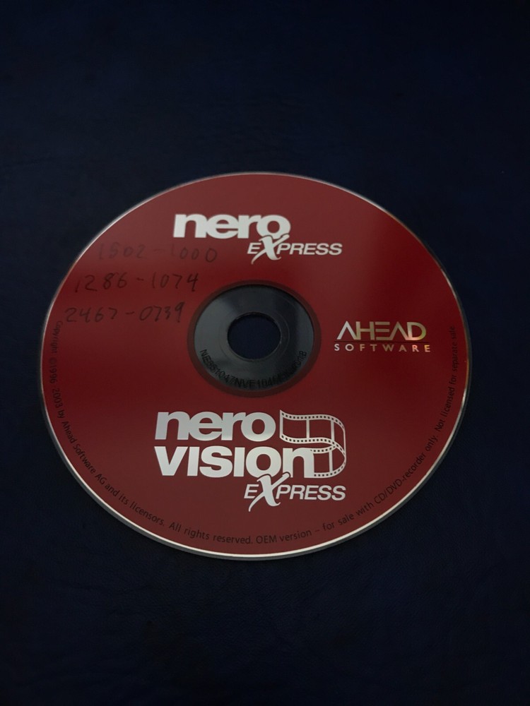 Vintage 1996 Nero Express/Nero Vision Express Software on CD by AHEAD Software