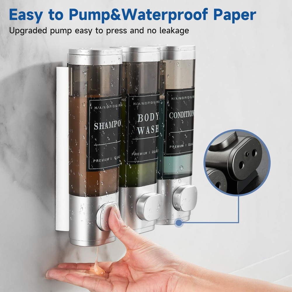 3 Chamber Wall Mounted Soap Dispenser Lockable High Capacity Durable ABS