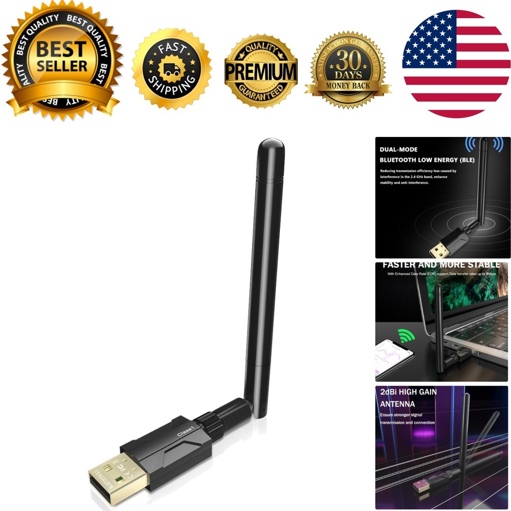 High-Performance USB Bluetooth 5.1 Adapter: Extend Your Wireless Range to 300FT