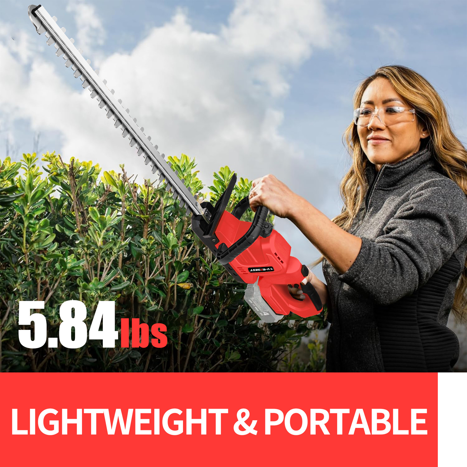 20" Handheld Electric Cordless Hedge Trimmer Bush Trimmer For Milwaukee Battery