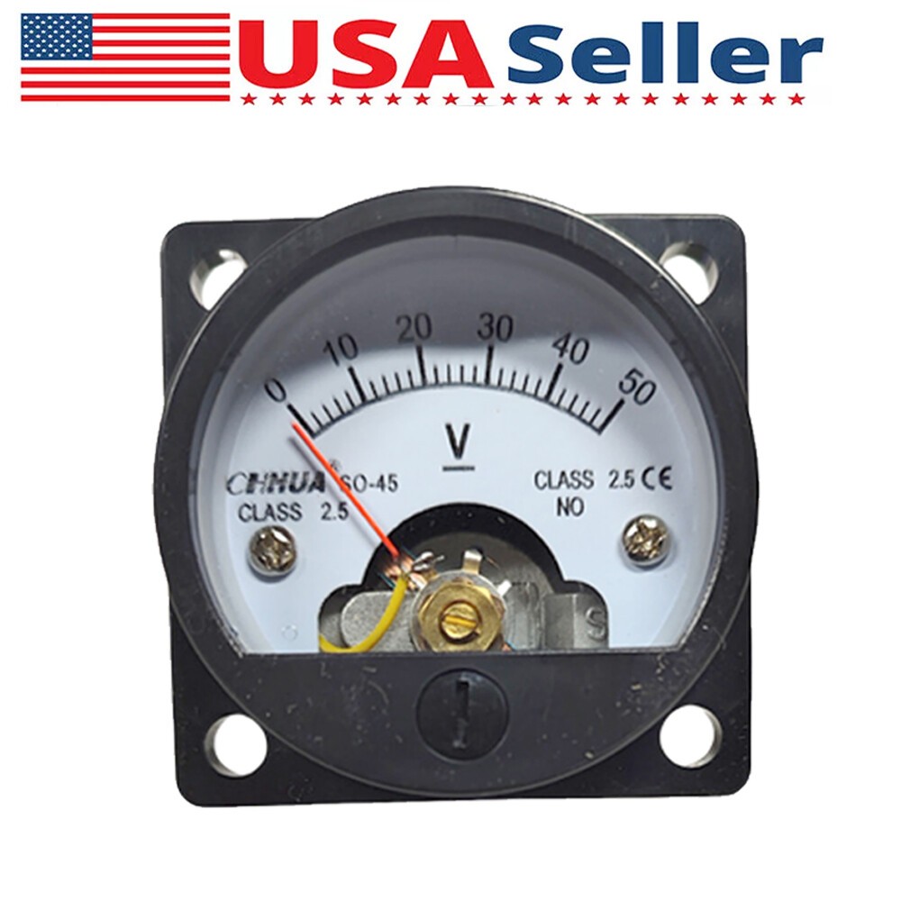 1PC DC 0 - 50V Analog Voltmeter Analogue Voltage Panel Meter SO45 Direct Connect