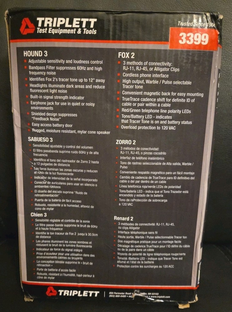 Triplett 3399 Fox & Hound Premium Tone & Probe Wire Cable Tracing & Testing Kit