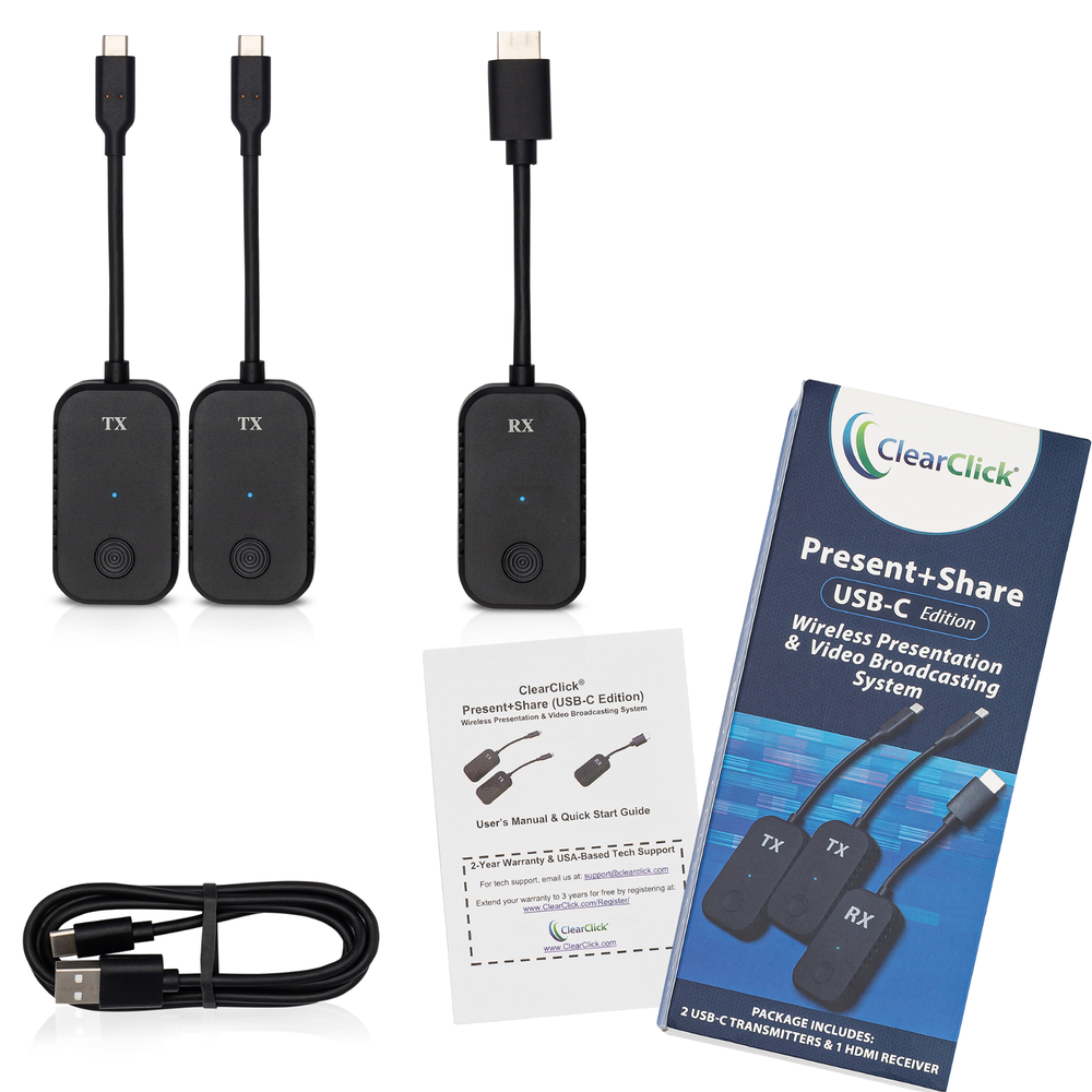 ClearClick Present+Share USB-C Wireless Presentation System Video Transmitter