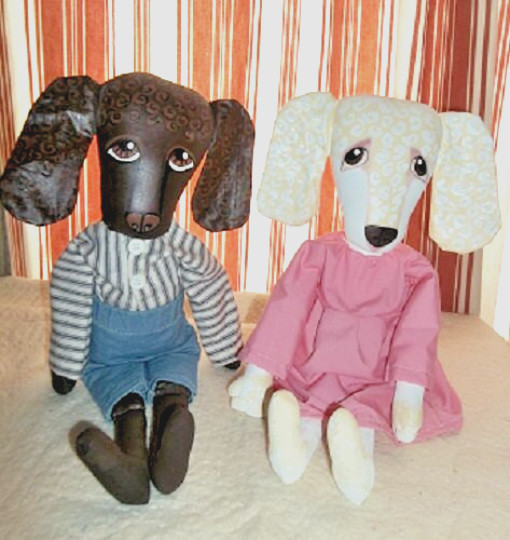 Doll PATTERN, Primitive Folk Art Doll, Poodle Dog