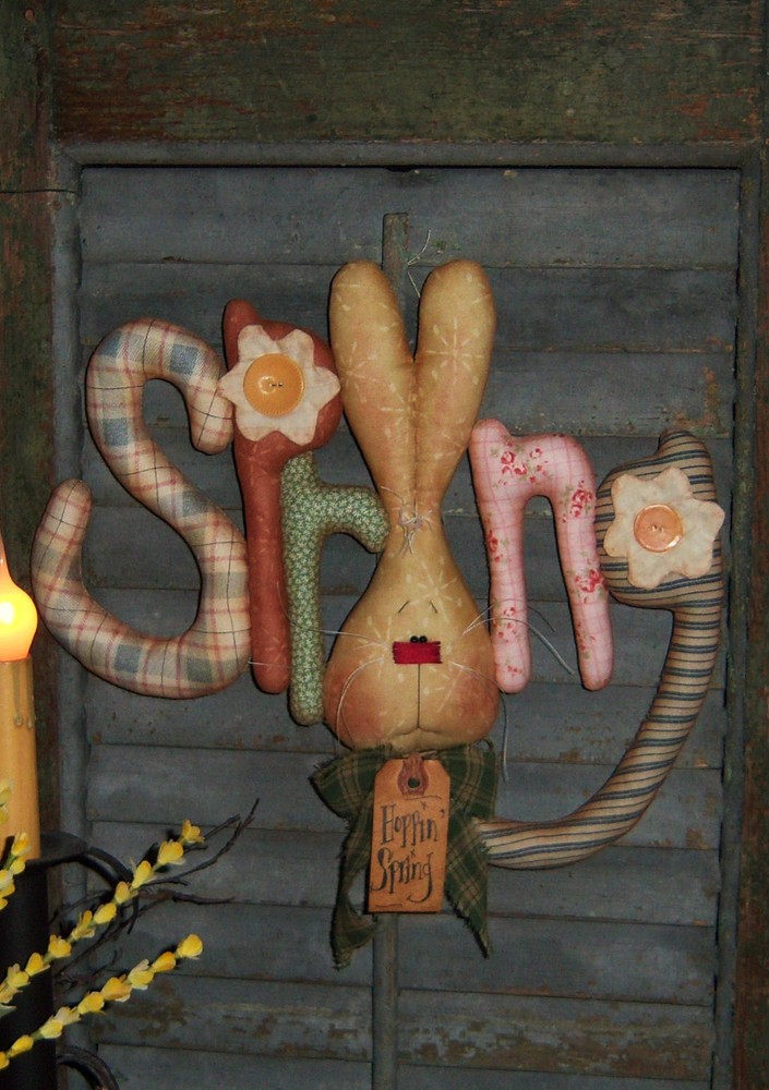 Primitive Spring Bunny Rabbit Door Doll Paper Pattern #305