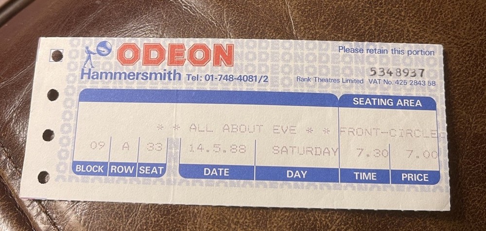 ALL ABOUT EVE/THE BOLSHOI RARE CONCERT TICKET STUB LONDON, ENGLAND 05/14/1988