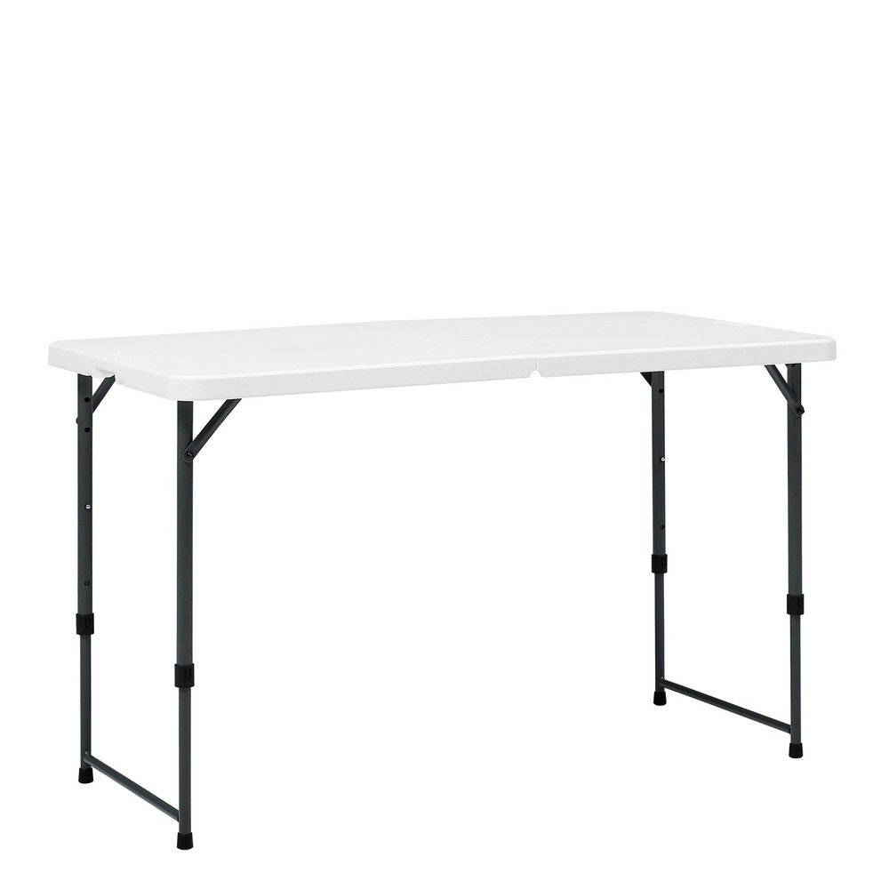 4 Foot Adjustable Height Folding Plastic Table White