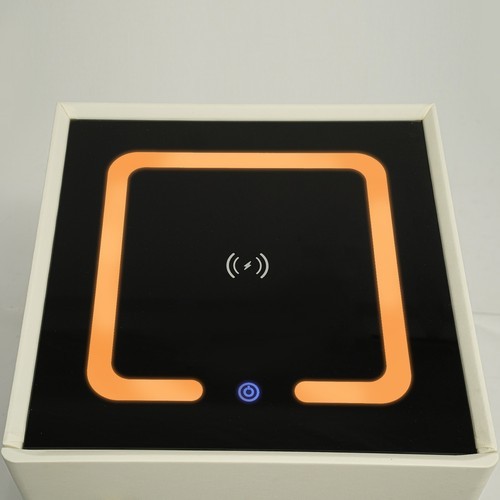 White Wireless Charging Bedside Cabinet w/Lock Bluetooth Speaker Bedside Table
