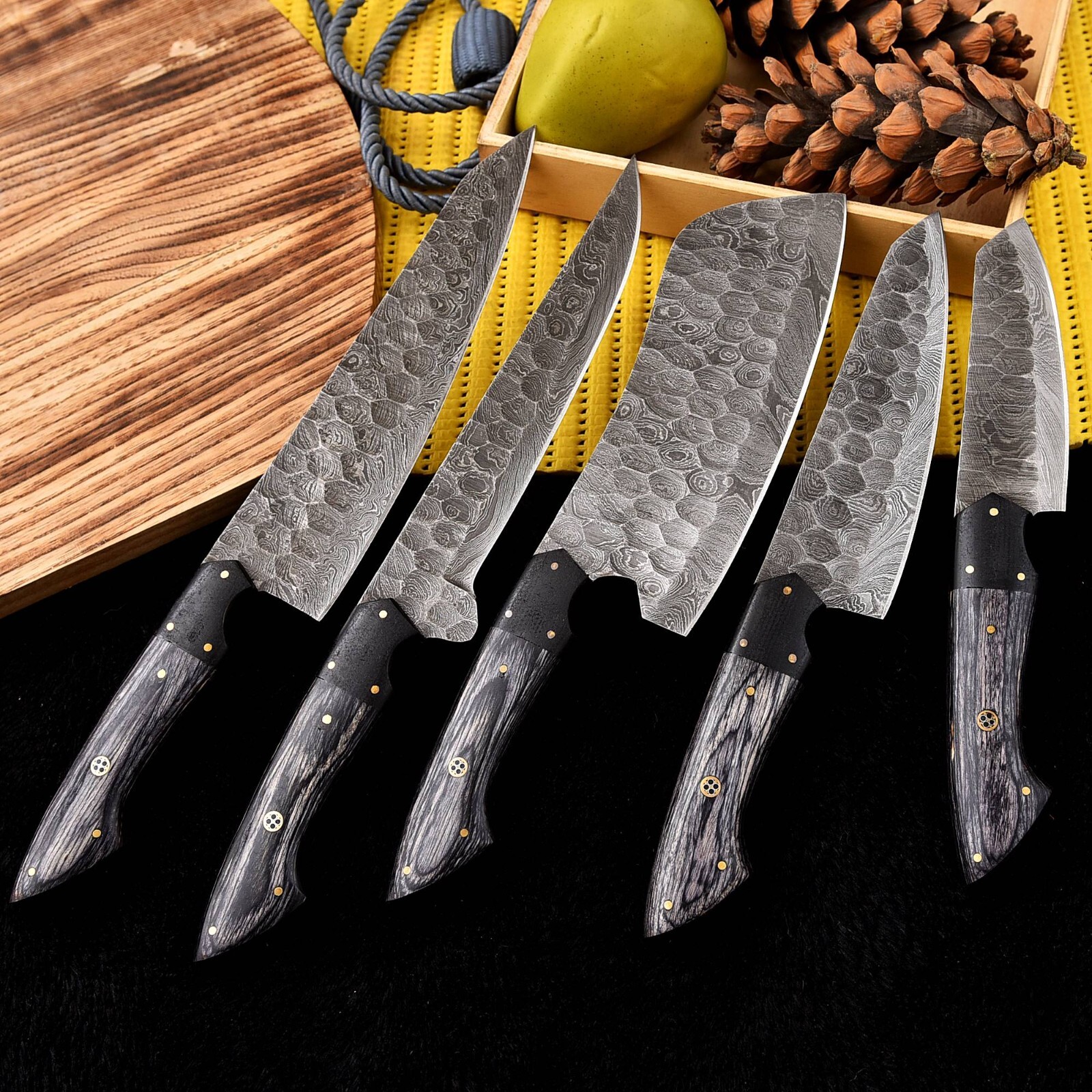 Handmade HAND FORGED DAMASCUS STEEL CHEF KNIFE Set Kitchen Knives