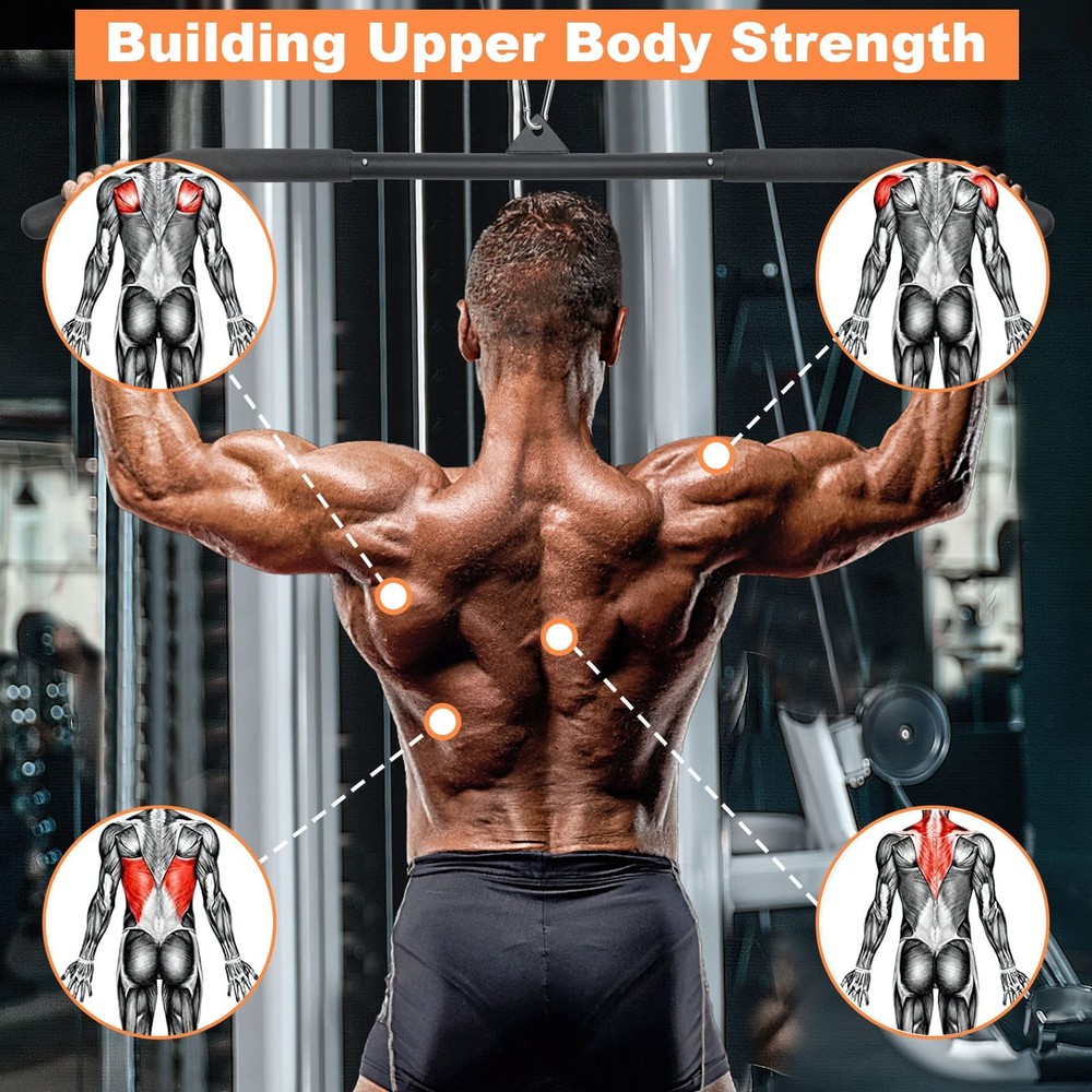 39.37 Inch LAT Pulldown Bar Attachment for Pulley Cable Machine, Curl Tricep ...