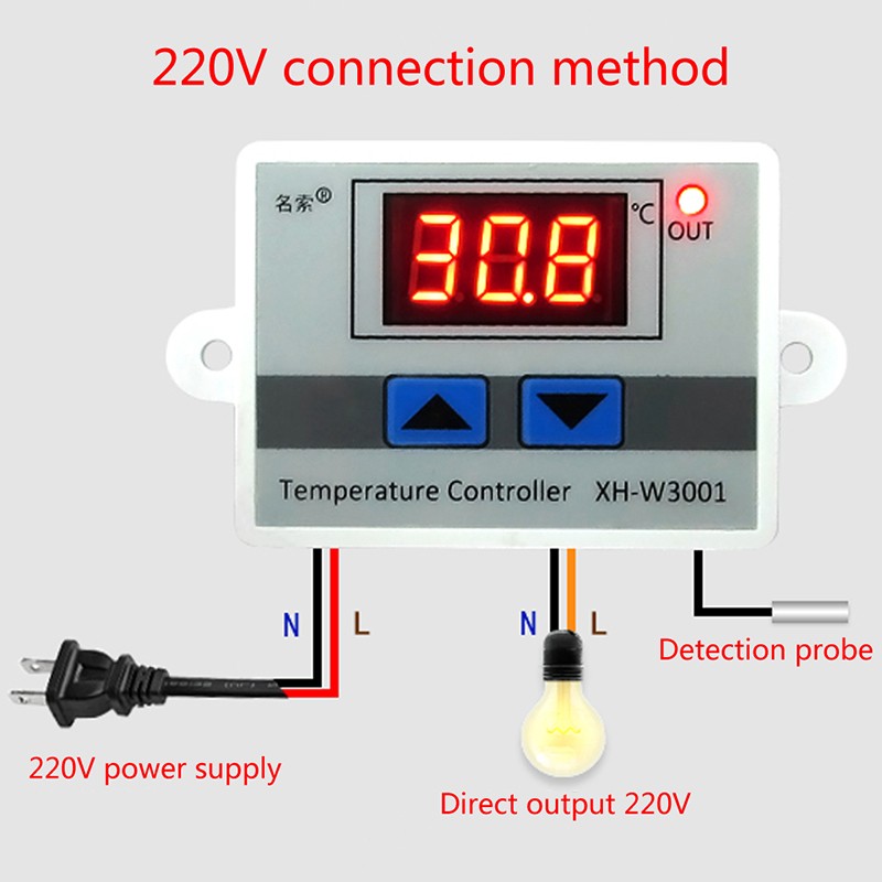 220V LED Digital Temperature Controller 10A Thermostat Control Switch Probe New