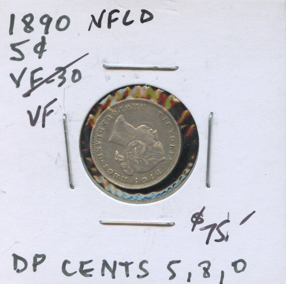 1890 Newfoundland Five Cents - Sterling Silver Coin