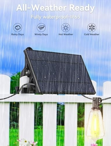 60FT Solar String Lights Outdoor Waterproof, Remote Control, 26 Shatterproof LED