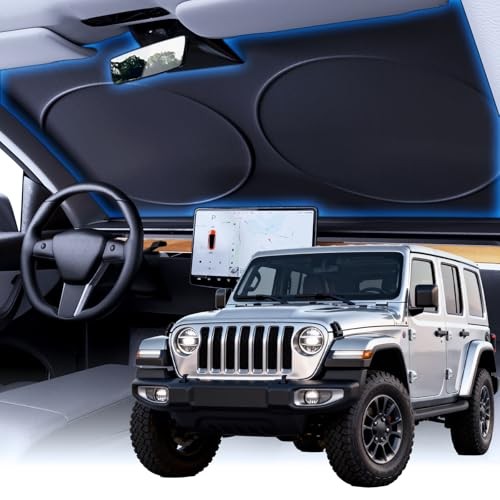 Windshield Sun Shade with Storage Pouch, Thickened Titanium Silver L(69"x35")