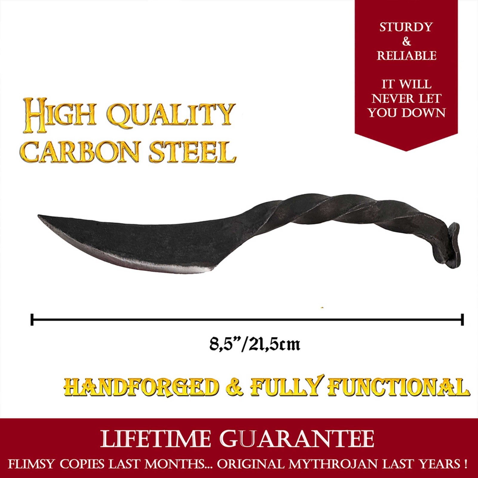 Viking Pocket Knife Twisted Carbon Steel Handle With Handcrafted Leather Sheath