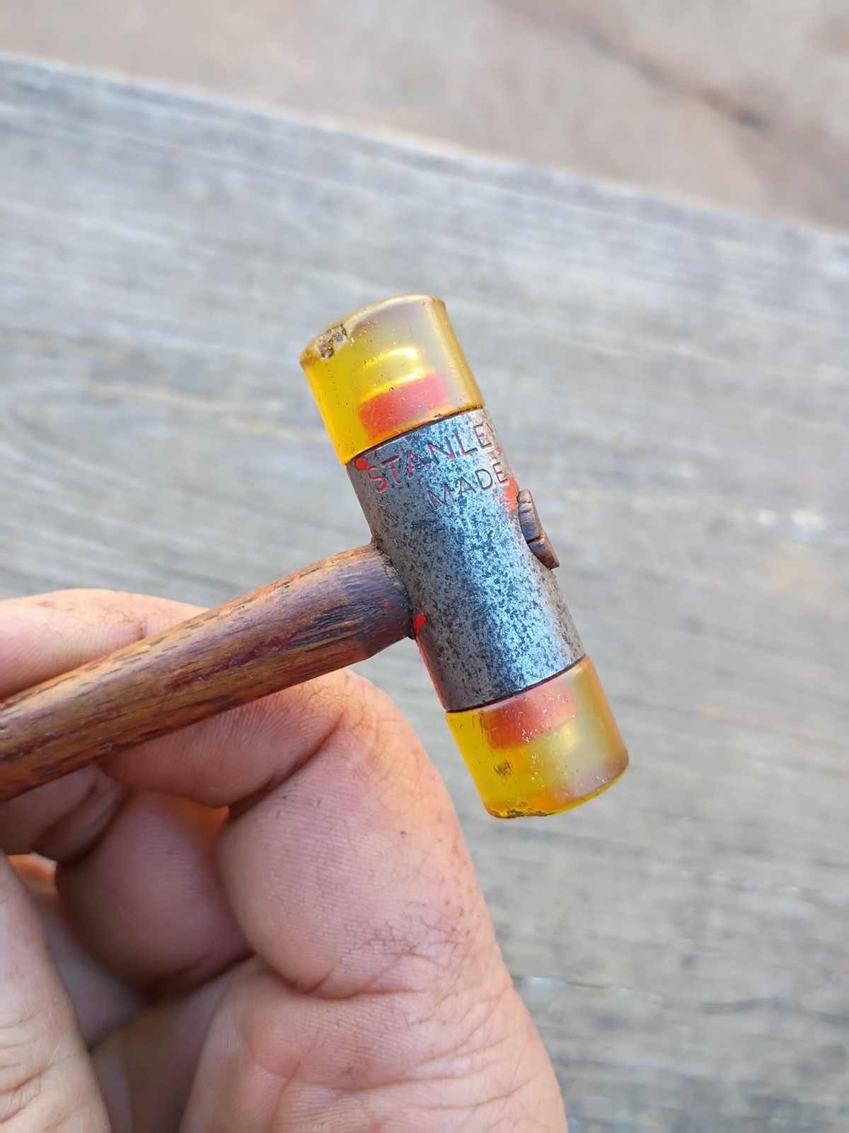 Vintage Stanley No. 592 Small Soft Face Hammer Mallet USA Wood Handle 8 inches