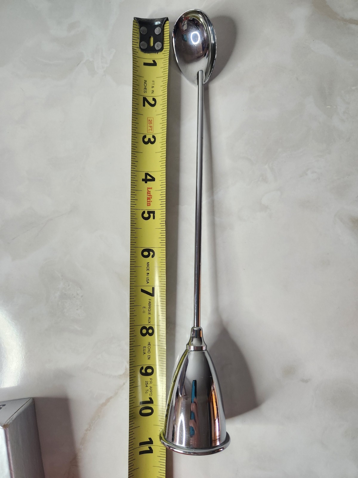 BOXED Vintage Silver Bar Spoon with Bell End Jigger 10.5"