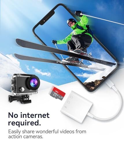 SD Card Reader for iPhone iPad, Digital Trail 2 Slots to (Lightning+USBC)