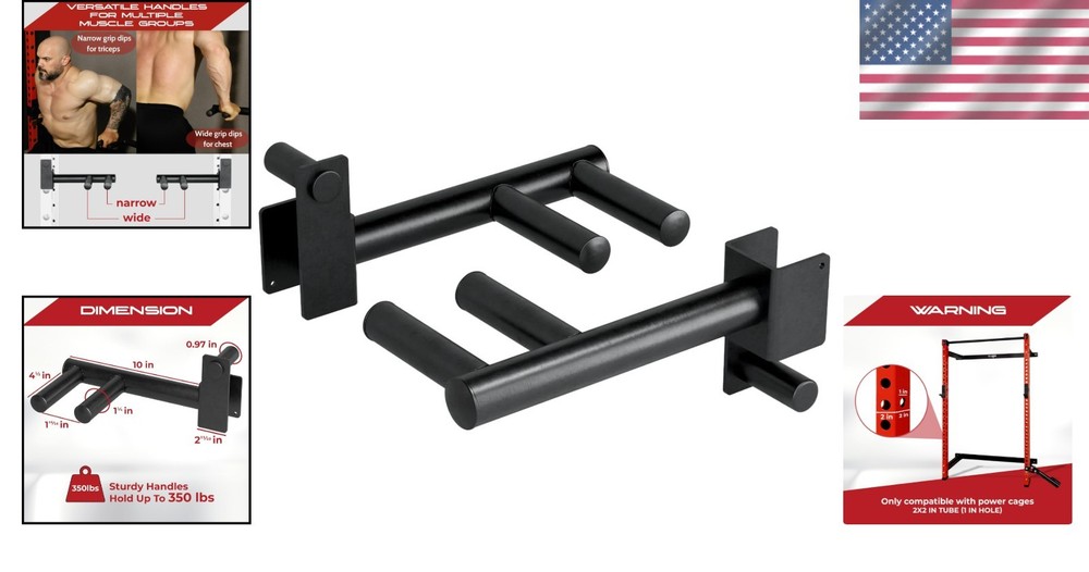 Versatile Dip Bar Attachment for Power Racks - Easy Setup, 350lb Capacity