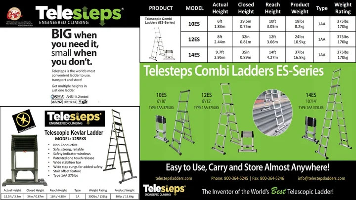 TELESTEPS MODEL 12ES 12.5 FT. TELESCOPING EXTENSION LADDER