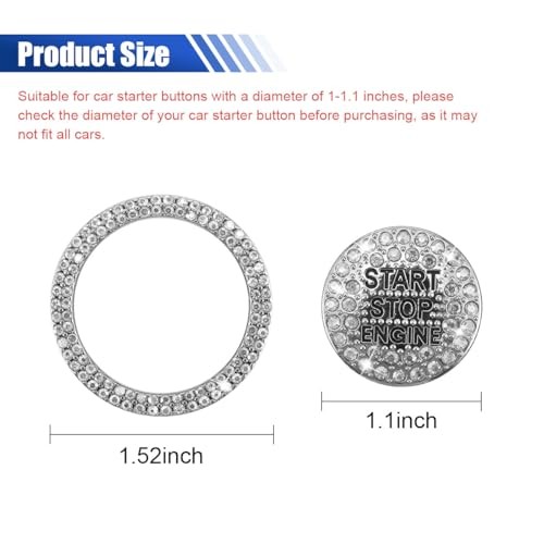 Bling Crystal Car Engine Start Ring Sticker, Sparkling Rhinestone Push White