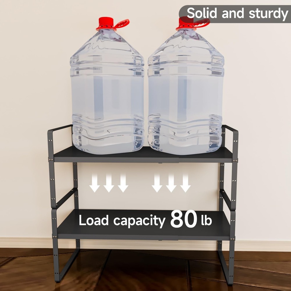 16.5-27’’L Expandable Kitchen Shelf Organizer, Stackable Shelves Org