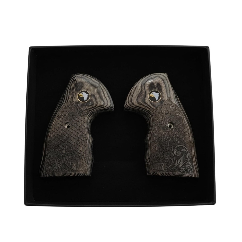 Colt Python Black Rosewood with Scrollwork and Scales Grips with Screaming Eagle