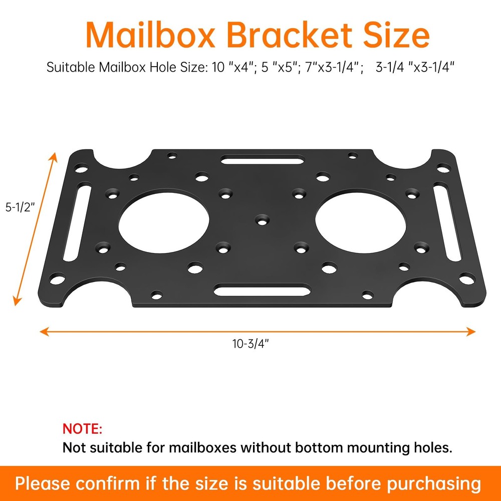 Mailbox Mounting Bracket, Plate for Post Mount Extra Large, Bracket