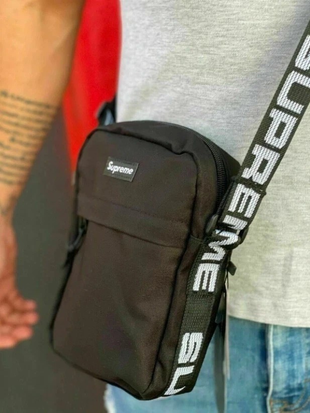 Supreme Black Shoulder Bag SS18 Unisex Men Woman Free shipping