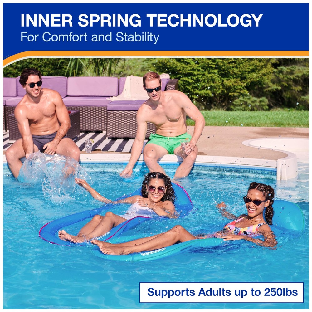 SwimWays Spring Float Premium Hammock Pool Lounger, Inflatable Pool Floats Ad...