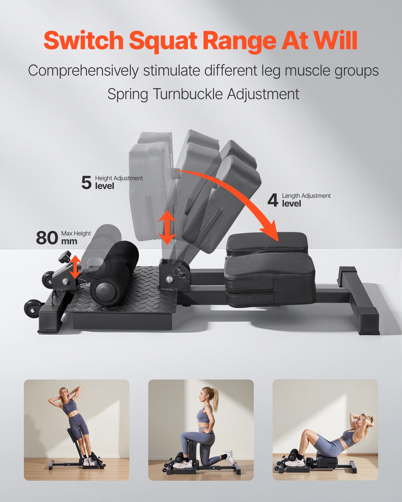 VEVOR Sissy Squat Machine Easy Setup & Foldable Glutes Workout Exercise Machine