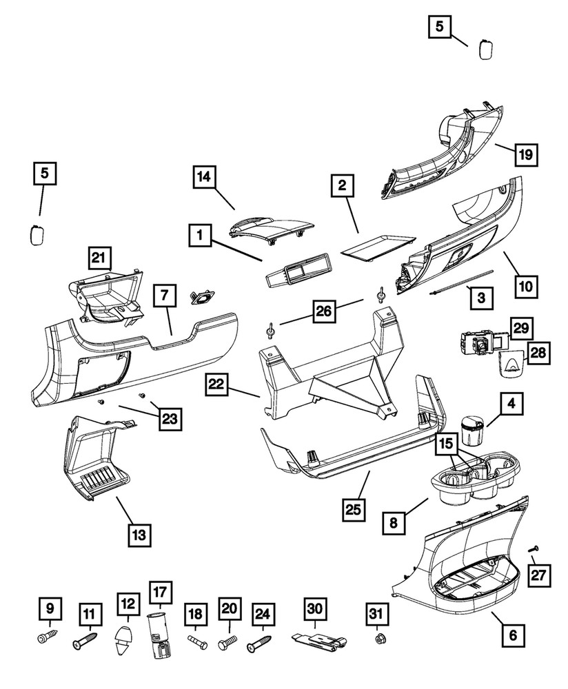 Genuine Mopar Instrument Panel Bin 6YN63JXWAA