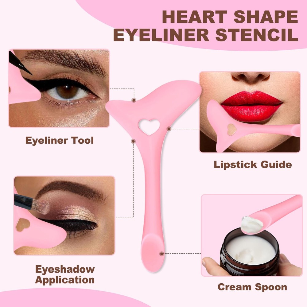 4Pcs Eyeliner Stencils, Silicone Winged Tip, Multifunctional Mascara Shield for