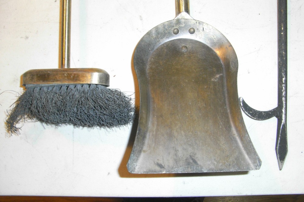 vintage Fire place 3 pc tool set brass