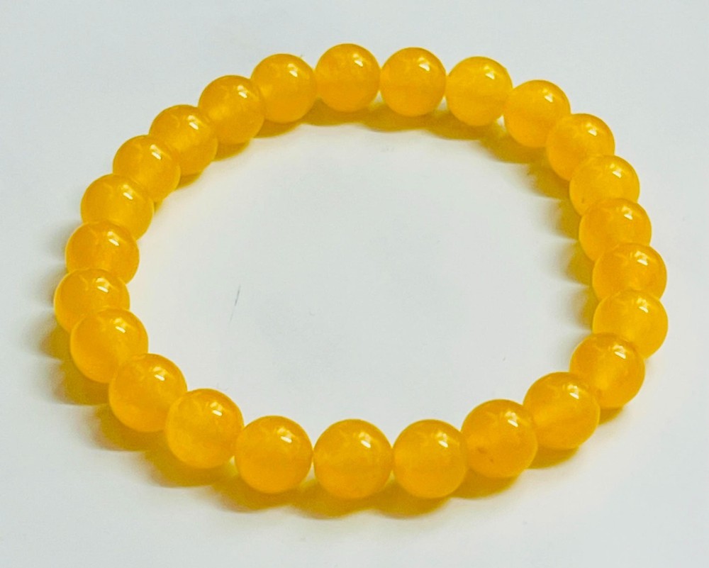 Yellow Agate Gemstone Beaded Bracelet; Women's or Men's