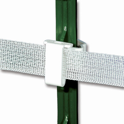 Powerfields TP-25-W T-Post Insulators, Wide White Poly Tape, 25-Pk. - Quantity 1
