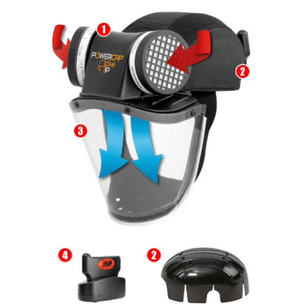 JSP PowerCap Active Black Universal Plug - 8HR RESPIRATORY PROTECTION CAE601-941