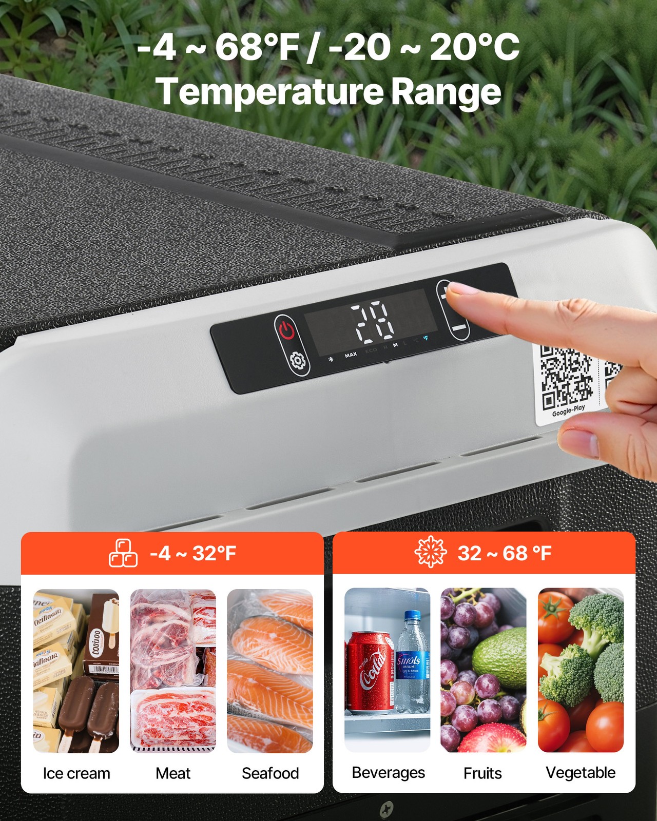 VEVOR 12V Car Refrigerator Portable Freezer 52.8QT Electric Cooler for Camping
