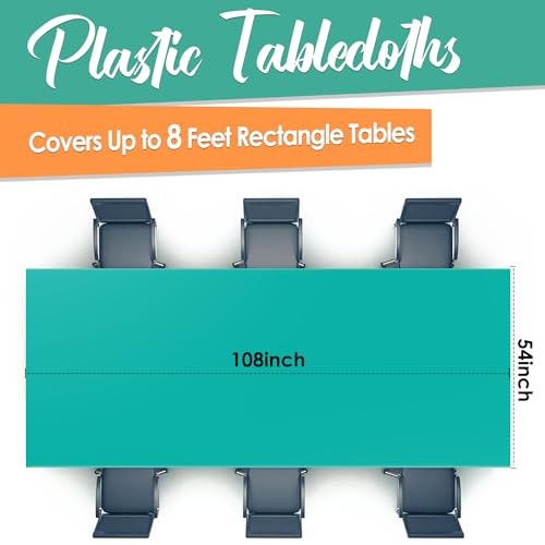 12 Pack Plastic Tablecloths 54"x 108" Disposable Table Cloth Rectangle Teal