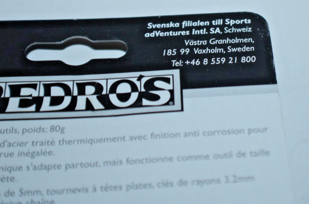 Pedro's Chain Tool+ 6-Function Multitool 3.2 3.3 3.5mm Spoke Wrench 5mm Hex Flat