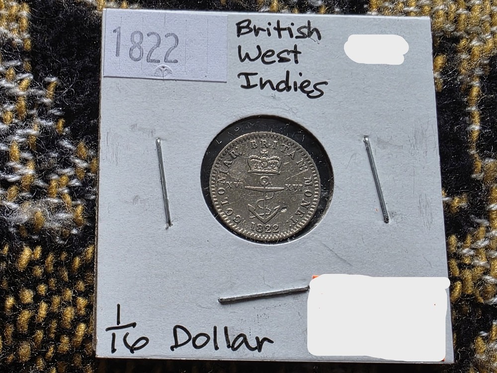 British West Indies 1/16 Dollar 1822 Silver Circulated