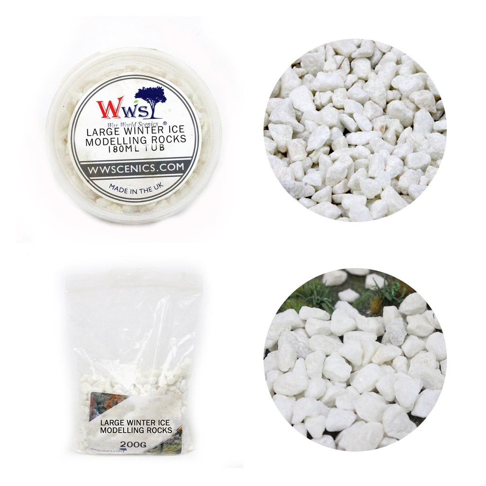 Large White Winter Ice Modelling Rocks 3-8mm | Wargame Scenery & Basing Material