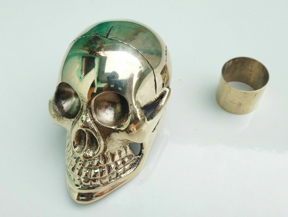 Brass Nautical Skull Model Handale For Walking Stick