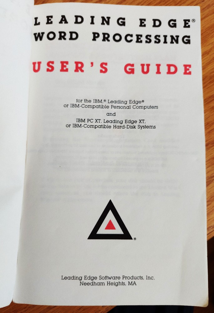 Leading Edge Word Processing Users Guide, 200? pgs, 1985, well used